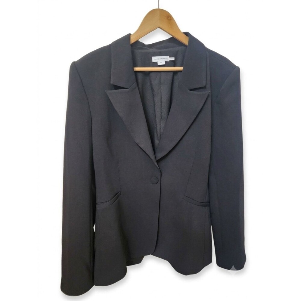 Good American Black Single-Button Tailored Executive Blazer NWT XL